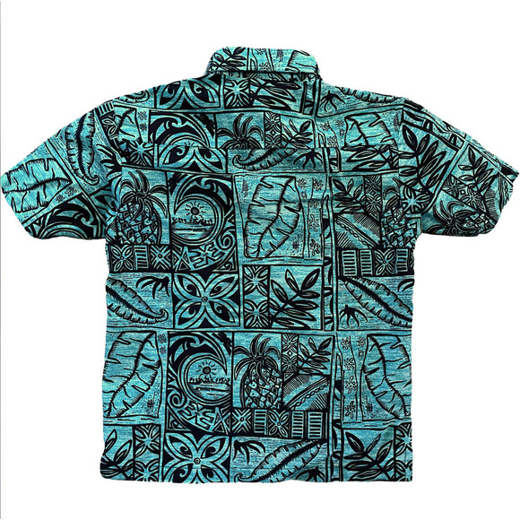 Nwot Aisokula Fiji Boys Teal Tropical Camp Shirt Size 6 - Picture 3 of 5